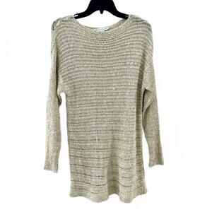 Peter Nygard Y2K Gold Metallic Crochet Long Sleeve Tunic Top- Size Large